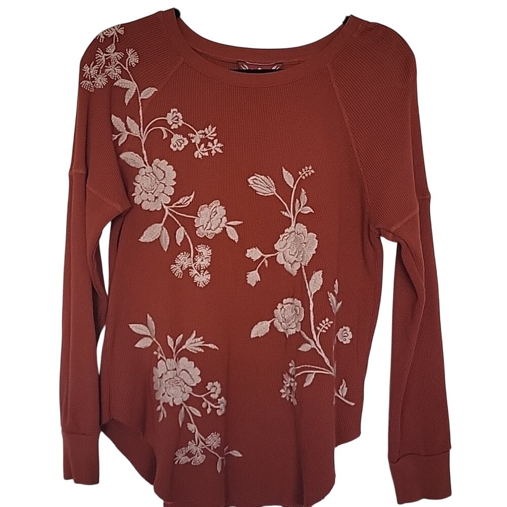 Johnny Was Vixie Raglan Thermal Top in Harvest, Size S
